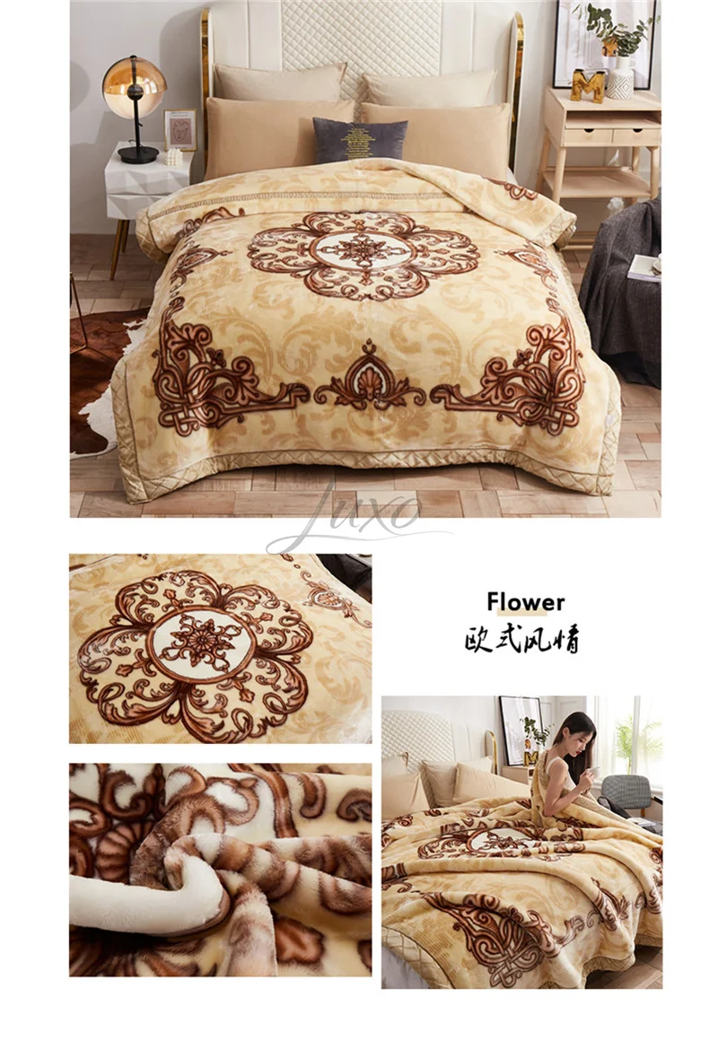New Warm Weighted Blankets for Beds High End Thicken Warmth Raschel Blanket for Winter Autumn Double Side Plush Comforter Quilt