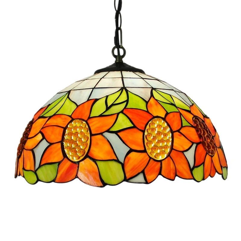 20 Inch Sunflower Tiffany Stained Glass Restaurant Nightclub Hanging Lamp Lighting Led Decorative Chandelier Pendent Lamp