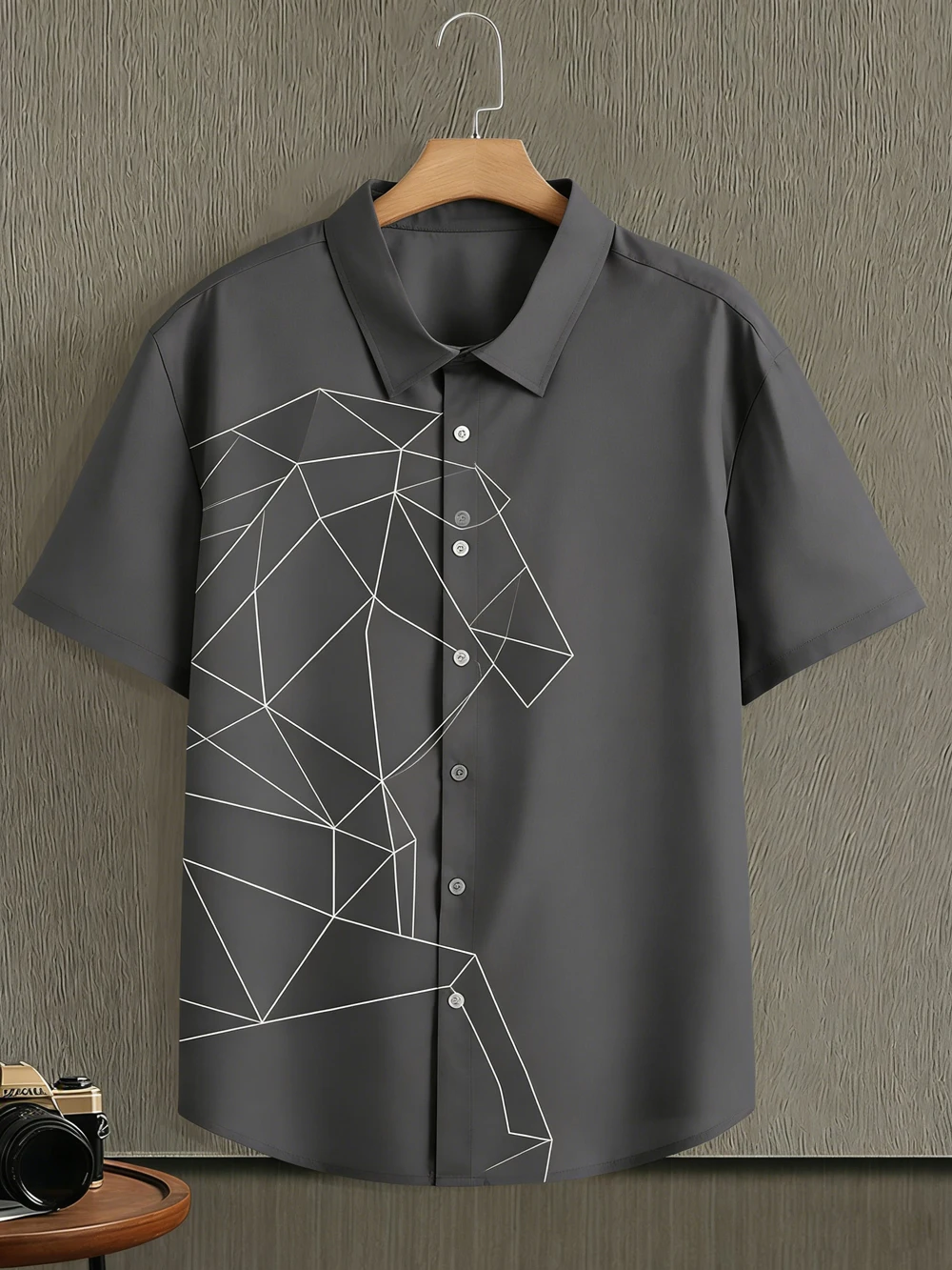 Men's spring new retro short-sleeved shirt American country denim 3D printed shirt Hawaiian vacation social men clothing for You