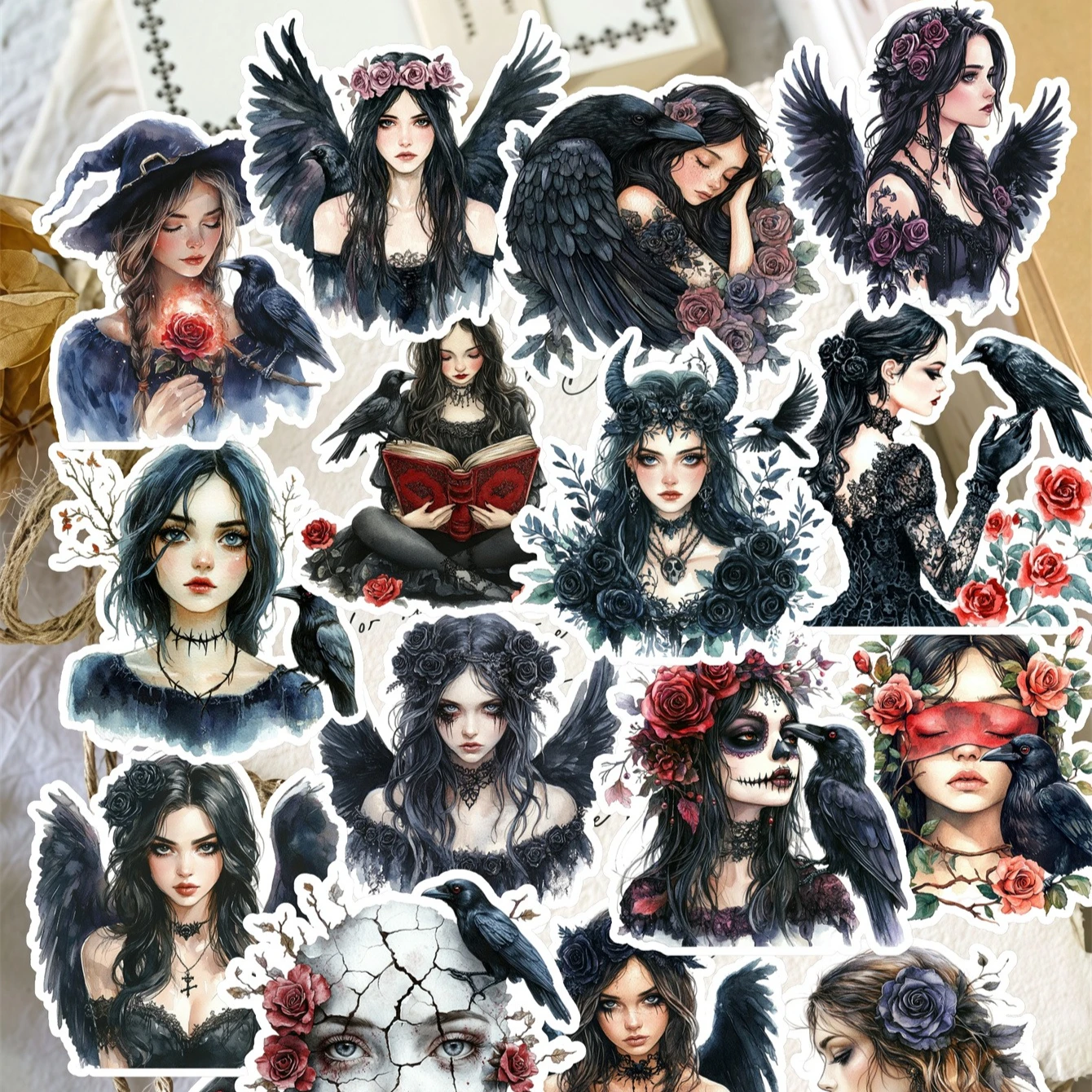

17pcs Cute Watercolor Dark Gothic Girl Stickers Self-made Fashion Girl Scrapbooking/Decorative /DIY Craft Photo Album journal