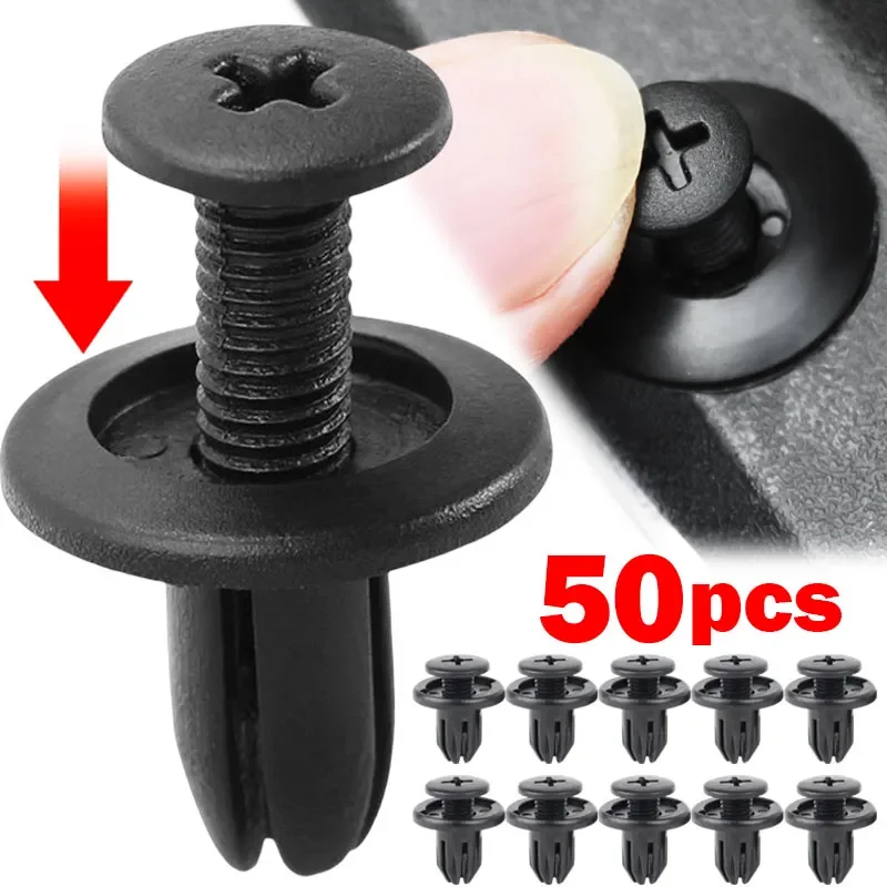 50Pcs 8mm Rivets Fasteners Screw Clips Car Bumper Fender Hole Plastic Push Pin Clip For Audi Toyota Focus Kia Nissan Yamaha