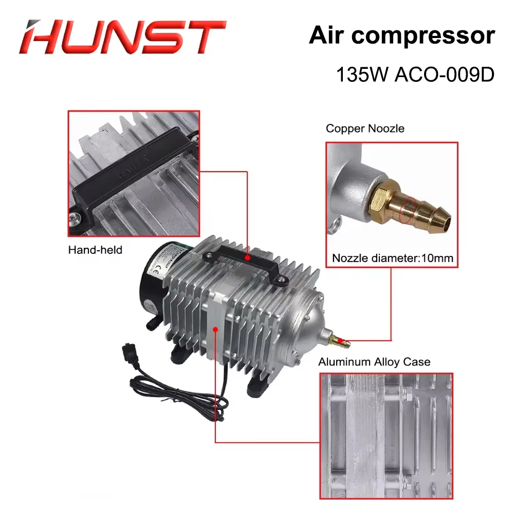 Hunst 135W Air Compressor Electrical Magnetic Air Pump 110V/220V ACO-009D, for CO2 Laser Engraving Cutting Machine view 5
