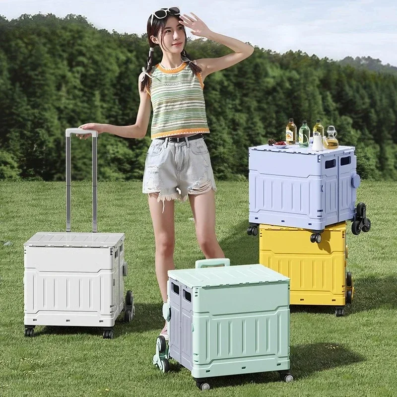 

Travel Suitcase Folding Shopping Cart Trolley Box Universal Wheel Small Puller Hand Puller Outdoor Camping Picnic Trolley Box