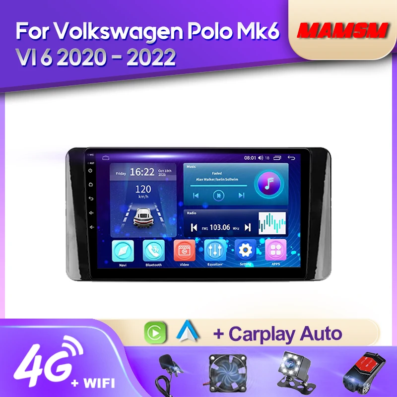 

MAMSM Android12 Car Radio For Volkswagen Polo Mk6 2020 - 2022 Video Multimedia Bluetooth Player Navigation GPS 4G Carplay stereo