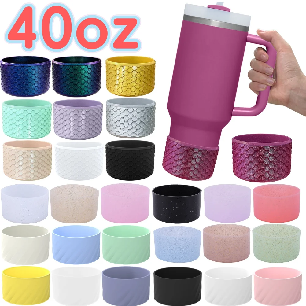 Bota de silicona de sirena, cubierta inferior resistente al desgaste, funda antideslizante para botella de agua, accesorios para taza Stanley de 40oz