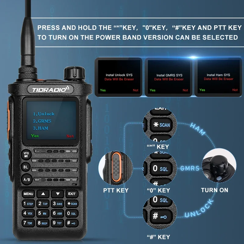 TIDRADIO TD H8 10W Profession Walkie Talkie Long Range  emergency radio FM Portable Two Way Radio Receiver Wireless Set HAM GRMS