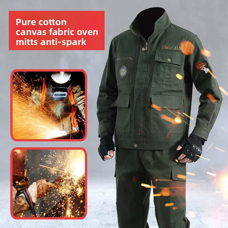 

Work Clothes Labor Protection Clothes Set Thickened Set Workshop Construction Site Auto Repair Electric Welding Equipment