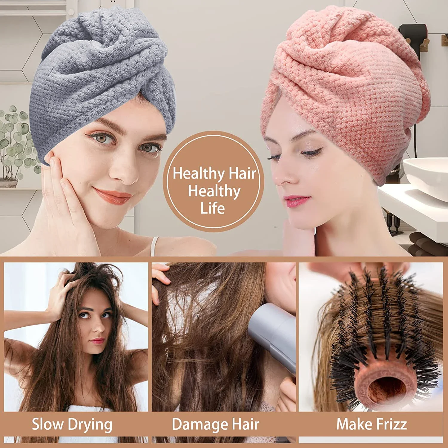 Solid Color Absorbent Hair Towel Wrap 9.8