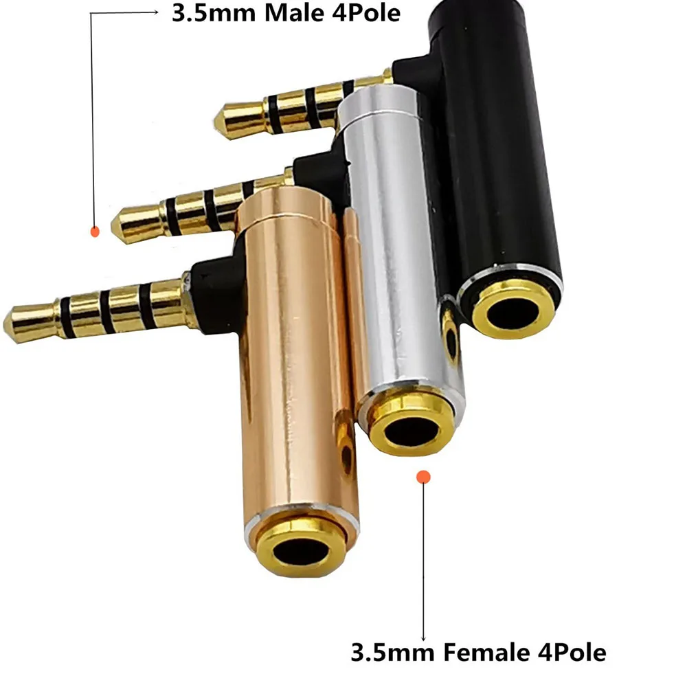 

4pole Gold-Plated Metal Case, 90 Degree Bend 3.5mm Male To Female Audio Head Suitable For Apple P-Hone