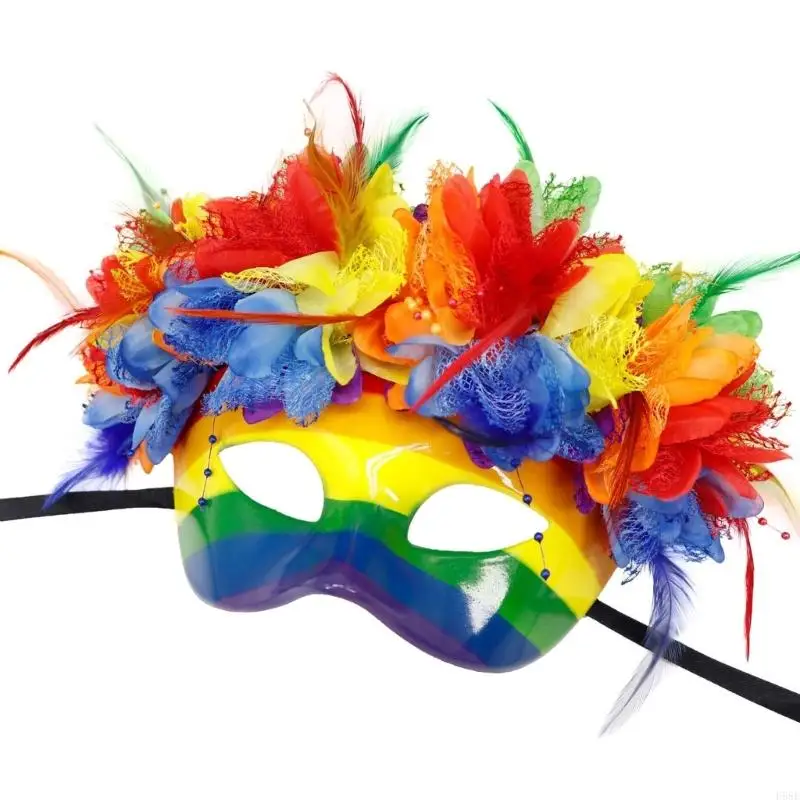 H58E Half Face Mask Mask Mask Mardi Gras Mask Mask Rainbow Maskerade Mask Mask