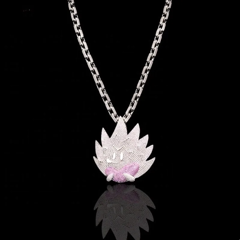 JEWE Custom Iced Out Cartoon Hedgehog Pendant Hand Setting Vvs Moissanite Diamond Hip Hop Rapper Jewelry 925 Silver Men's Chain