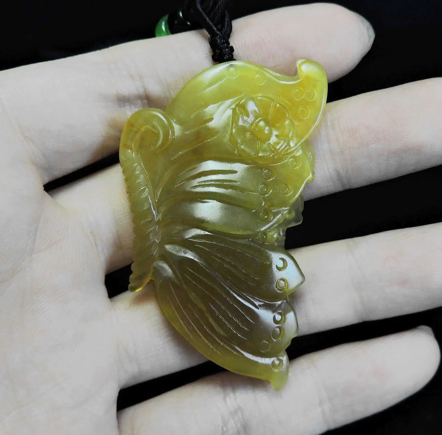 Jade Jewelry Natural Jade Pendant Necklace Hand-Carved butterfly Jadeite Necklace Pendant Gift No Treatment 530i