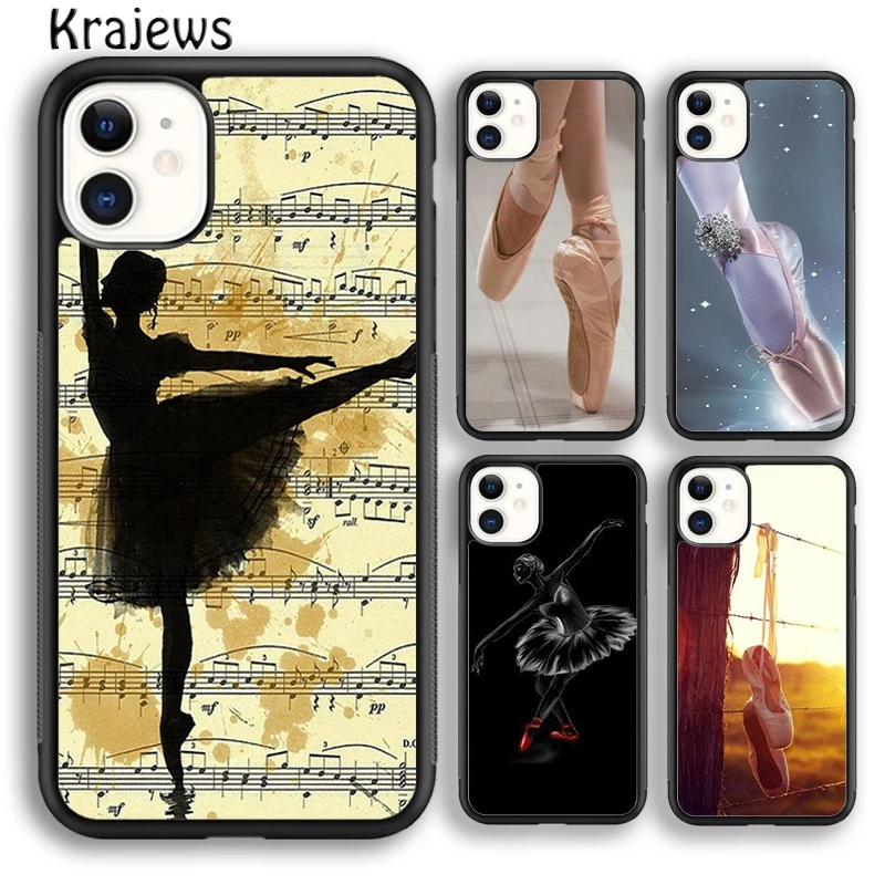 Krajews Ballerina girl Pointe Ballet Slippers Shoes Phone Case Cover For iPhone 16 15 14 8 plus 11 12 13 pro max coque Fundas