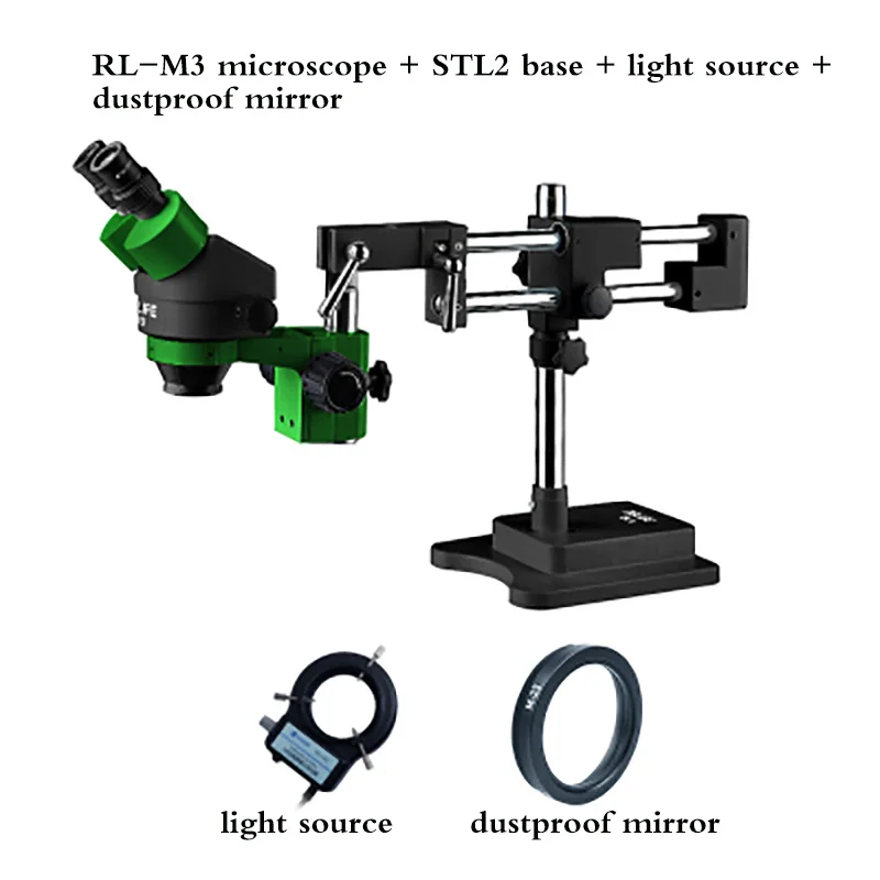 RELIFE RL-M3T Mobile Phone Repair Electron Microscope Binocular Trinocular 7-45x with Stl2 Long Arm 4k Camera Microscope