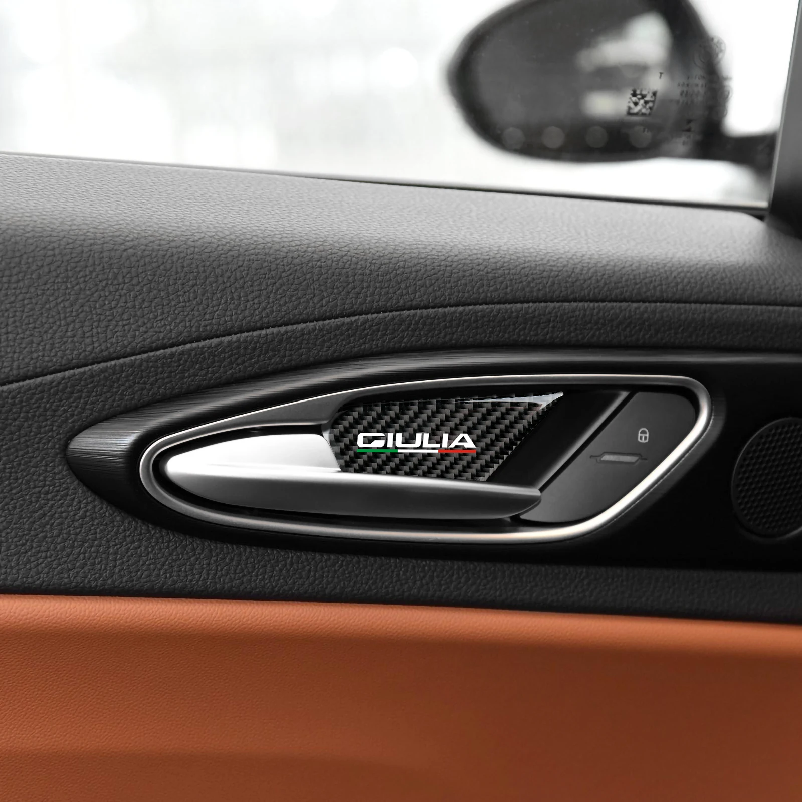 Für Alfa Romeo Giulia 952 2016–2027, Innentürschüssel-Schutzplatte, Innenaufkleber aus Kohlefaser, Zubehör für Autotürverkleidungen. – Detail 5