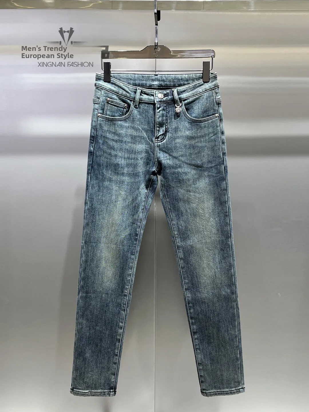 

Мужские зимние утепленные джинсы слим-фит с эффектом потертости, простой дизайн, на флисовой подкладке, цветные, прямые, повседневный стиль