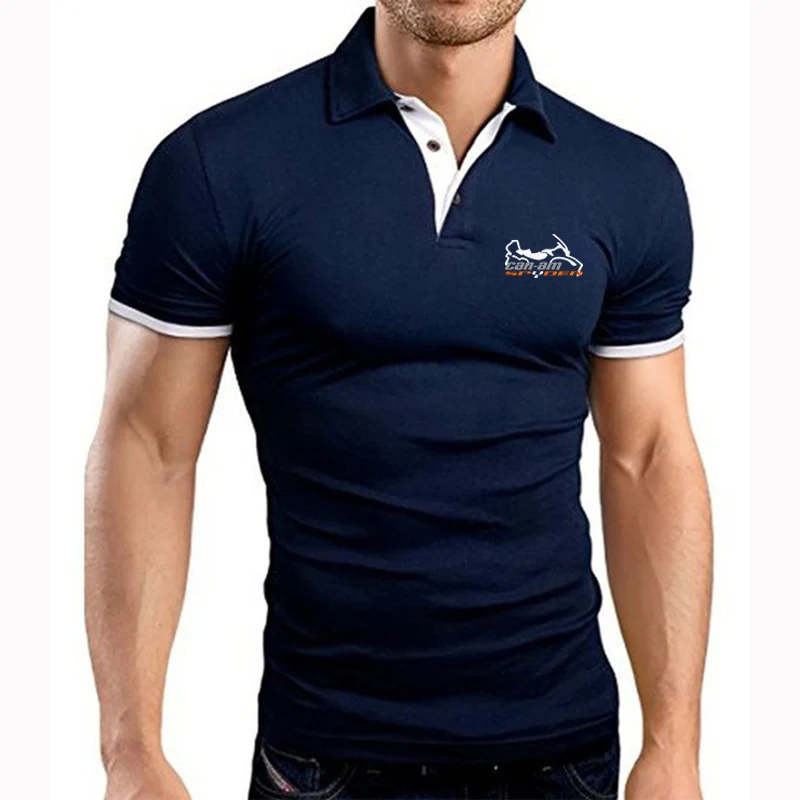 2024 Summer Mens Can Am Team Spyder Motorcycles Logo Print Fashion Lapel Lapel Breathable Business Casual Solid Color Polo Shirt