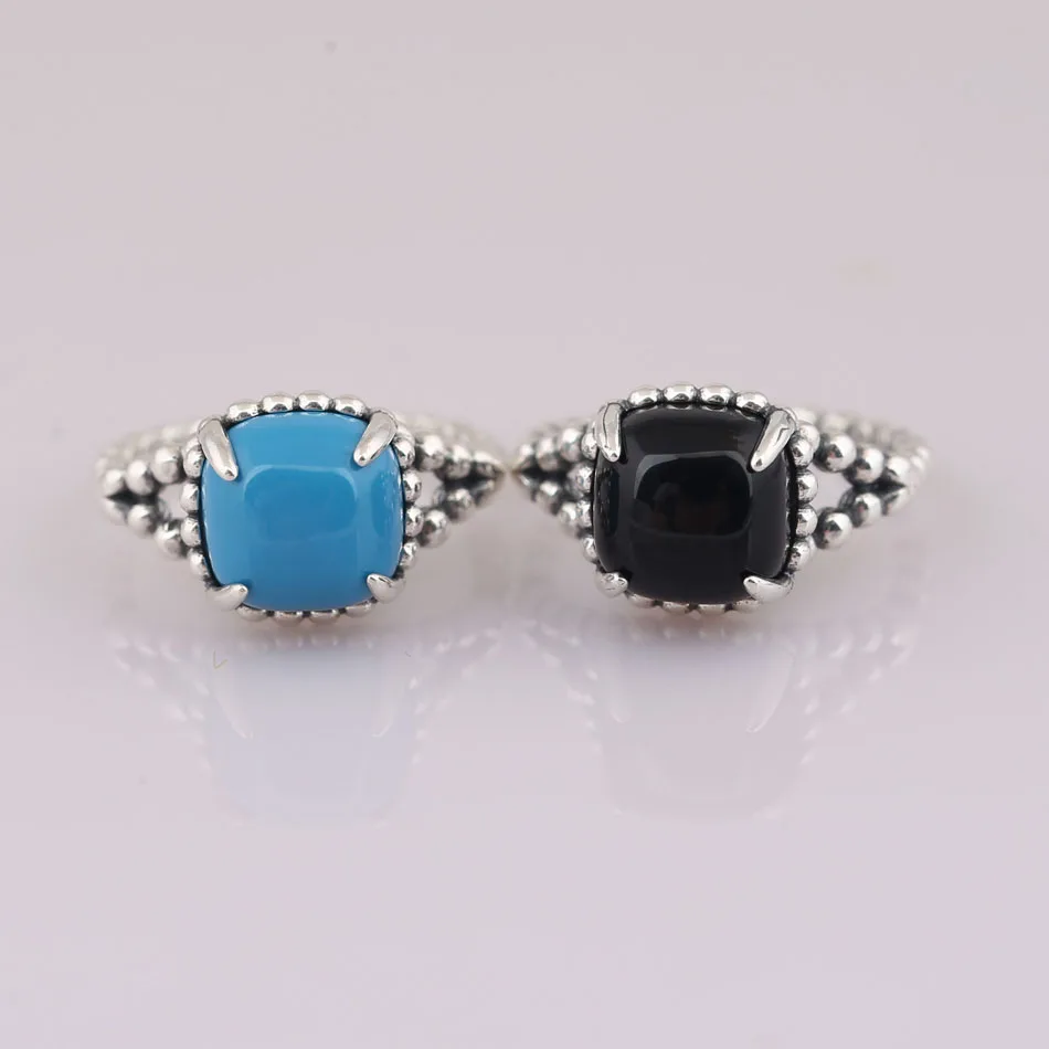 Vibrant Spirit Scuba Blue Black Ring For Women Authentic S925 Sterling Silver Lady Jewelry Girl Birthday Gift