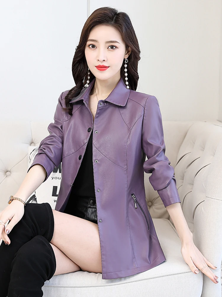   Ning 本革ジャケット レディース ショートスリーブ 2025 春秋新作 韓国版 スリムフィット 大きいサイズ シープスキン