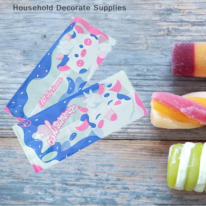 100Pcs Cartoon Pattern Ice Cream Machine-sealed Bag Homemade Popsicle Printing Plastic Bag Handmade Ice Cream Packing Bags