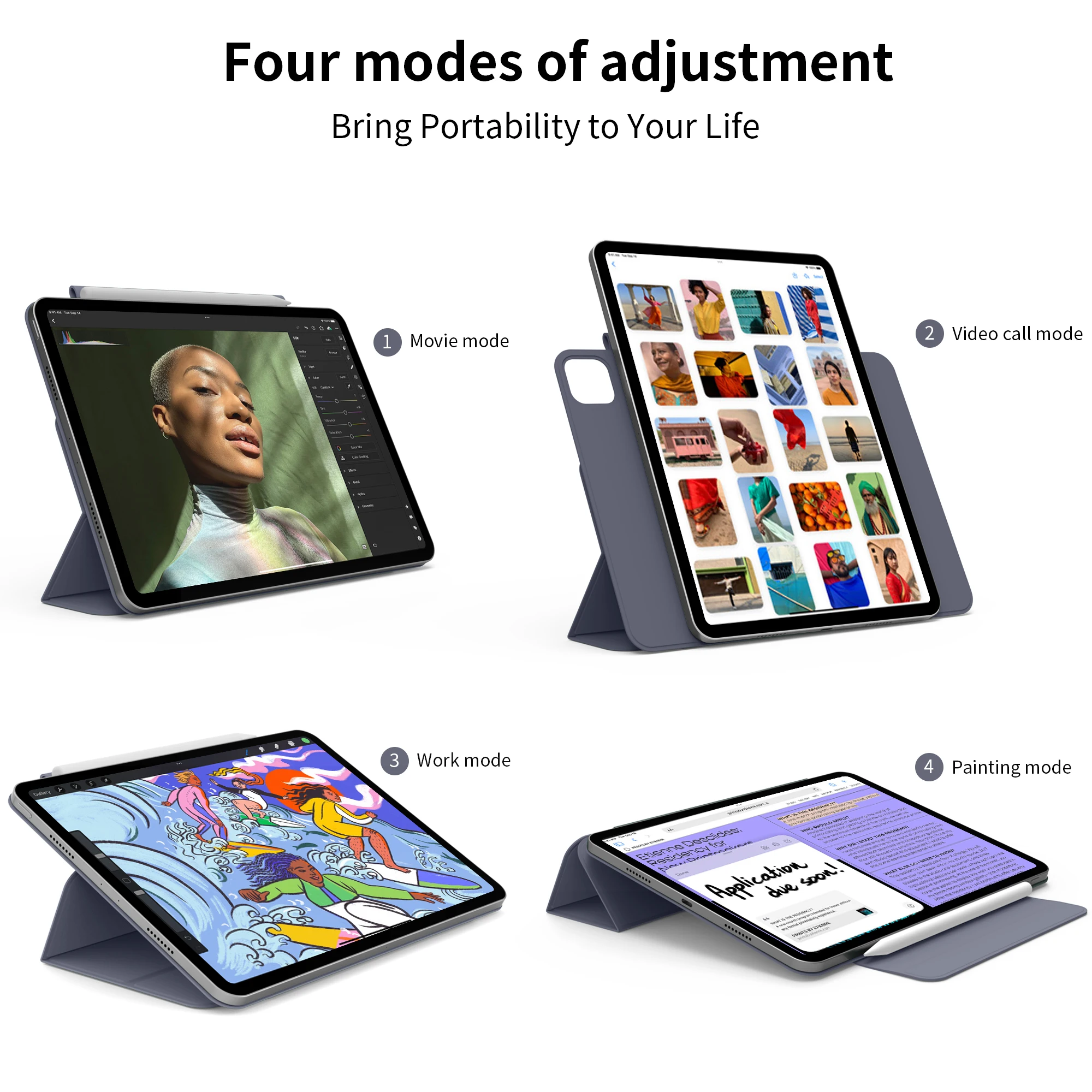 Case for iPad Mini6 Pro 11 12 9 2020 2021 Detachable separation For iPad Air4/5th Generation 10.9 2022 Magnetic detachable Cover