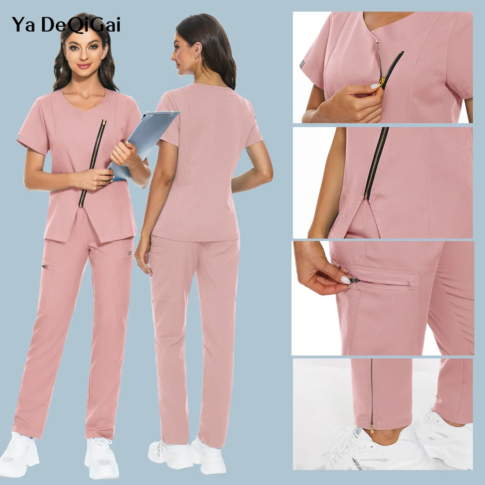 Solid Color Beauty Salon Working Wholesale Price Scrubs Set For Women Pet Uniform Dental Hospital Nurse Scrub Suit