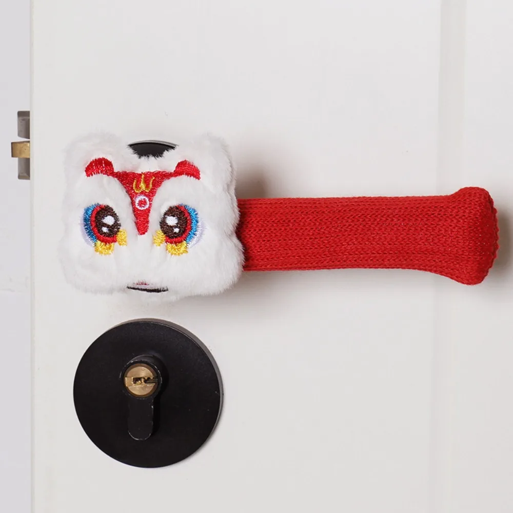 

God of Wealth Lion Dance Door Knob Cover Loong Koi Lantern Door Handle Glove Protective Anti Collision