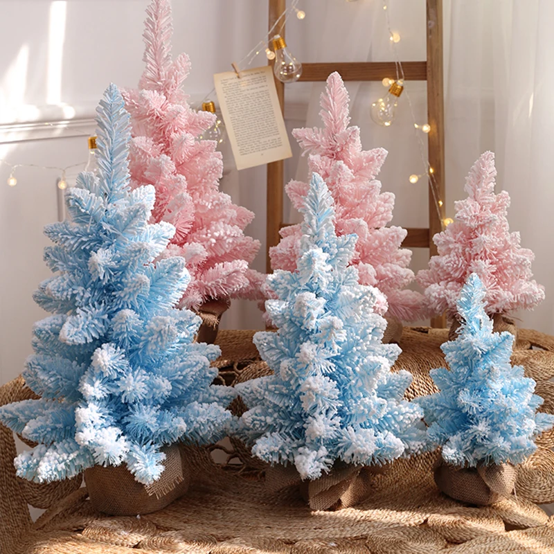 Flocking Snow Pink&Tiffany Blue Encryption Pvc Christmas Tree High Quality Festival Party Household Mall Scene Layout