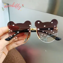 Bear Shape Children Glasses Kids Sun Sunglasses Trendy Girls Cartoon Eyeglasses Shades Anti-Glare Boys Cartoon Sunglasses