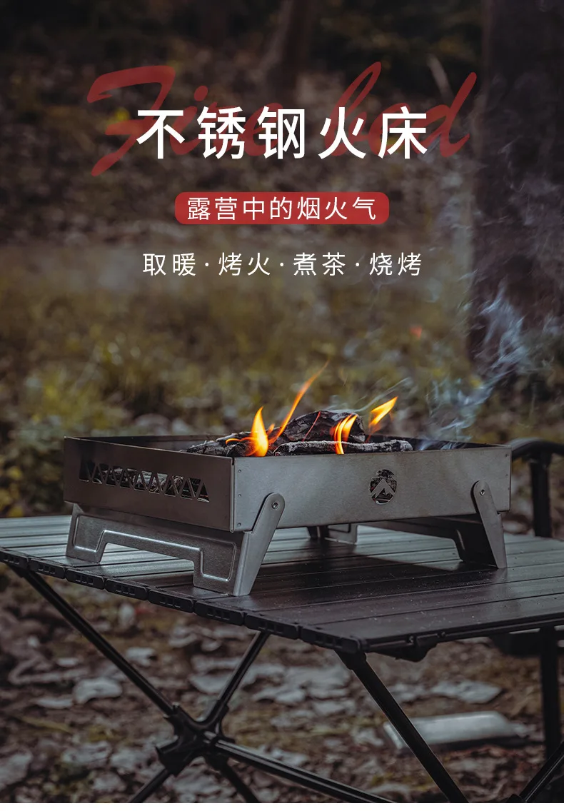 Edelstahl-Feuerstelle Campingmoon MT-6-LT Tragbarer faltbarer Lagerfeuer-Grillbrenner – Detail 4