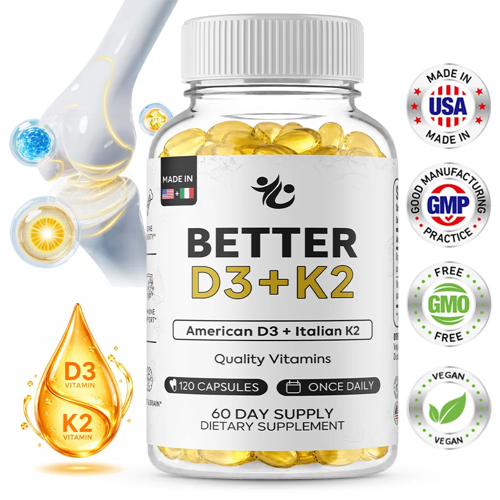 Better Vitamin D3 + K2 Supplements - Maximum Bioavailability, Supports Bone Density, Calcium Balance, Immunity & Mood