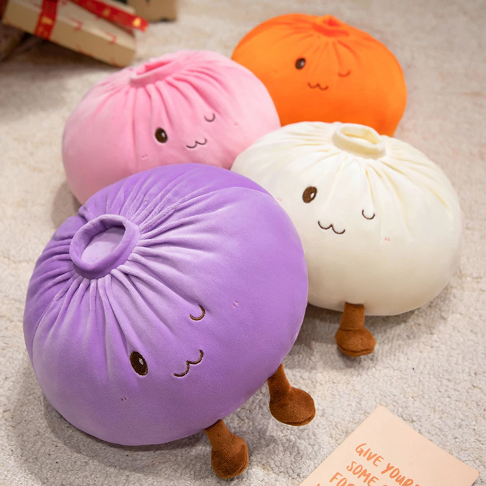 40/28cm Dumpling Plush Toy Soft Stuffed Hug Pillow Doll Home Decoration Stress Relief Toy Fun Expression Bun Plush Toy Fans Gift