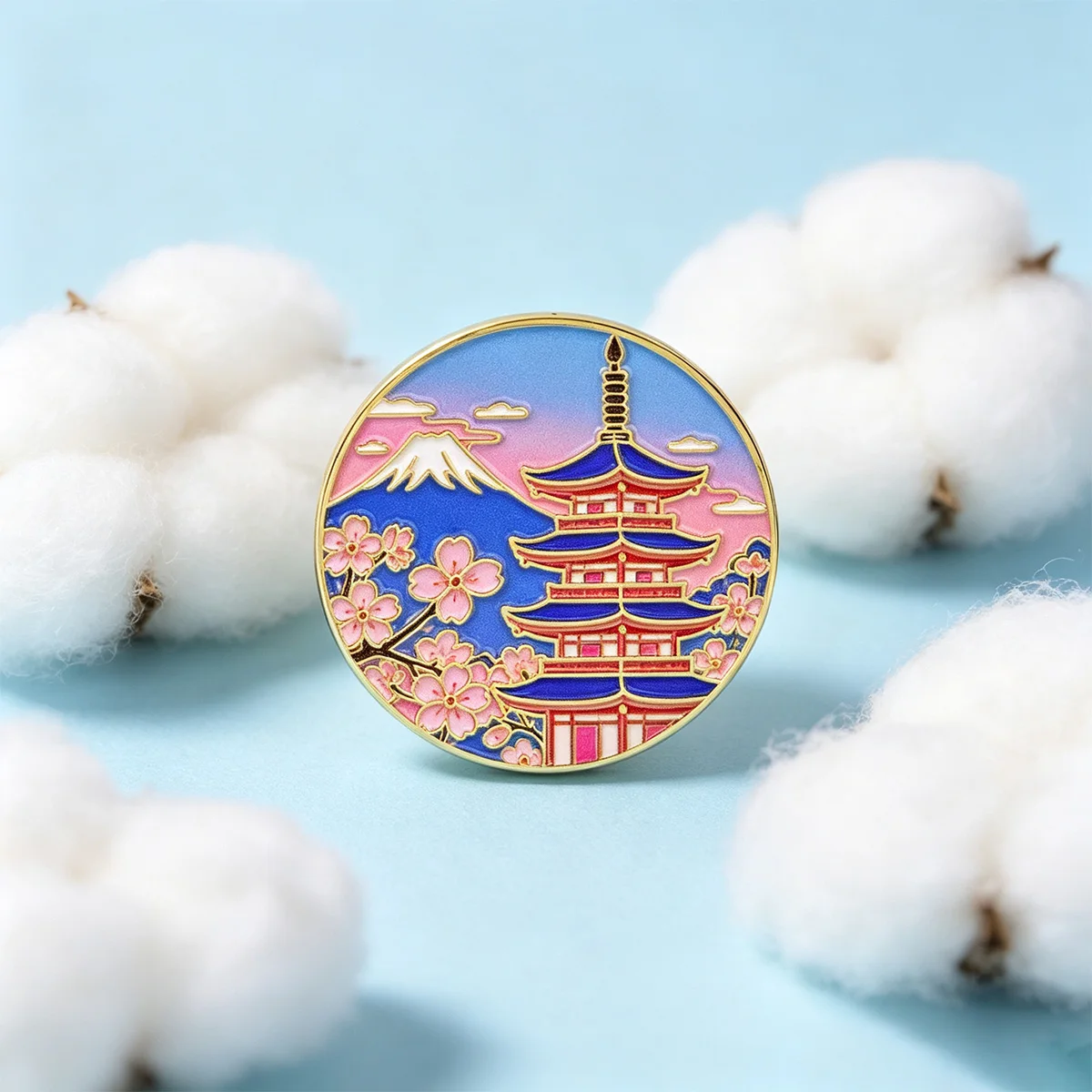 Épinglette en émail Fleur de cerisier japonaise, broche de revers vintage, badge esthétique Sakura, cadeau bijou pour les amateurs de voyage, décoration de sac à dos
