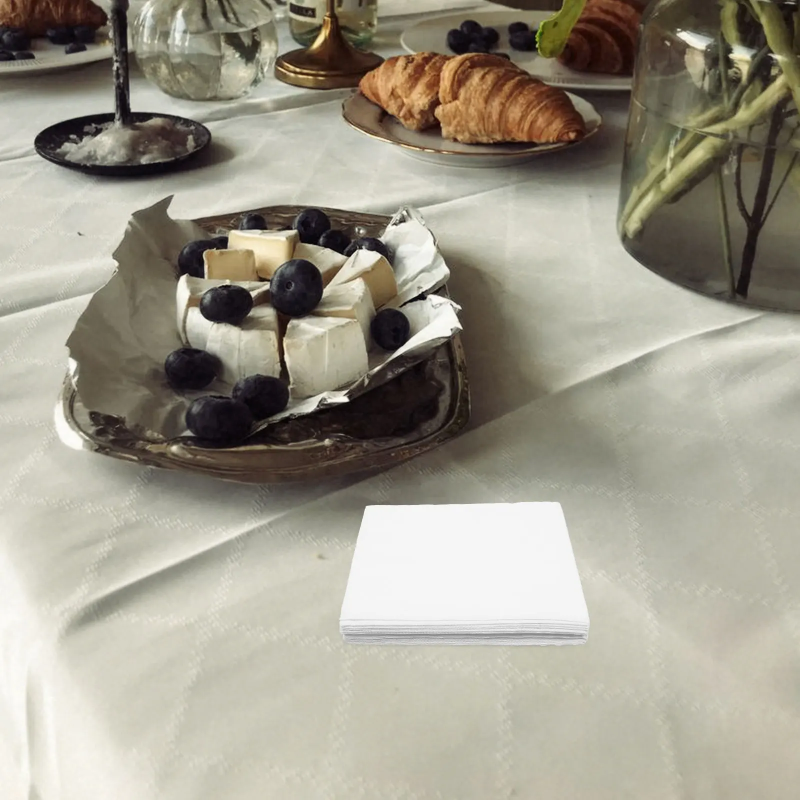 

80pcs White Dinner Napkins Square Disposable Party Supplies Wedding Bridal Shower Restaurant Decor Thick Durable