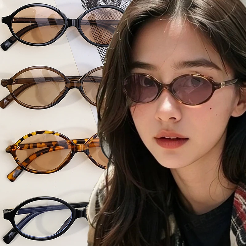 Leopard Oval Frame Sun Glasses Women Retro Blue Light Blocking Plain Eyeglass Vintage Brand Goggles Computer Reading Eyewears