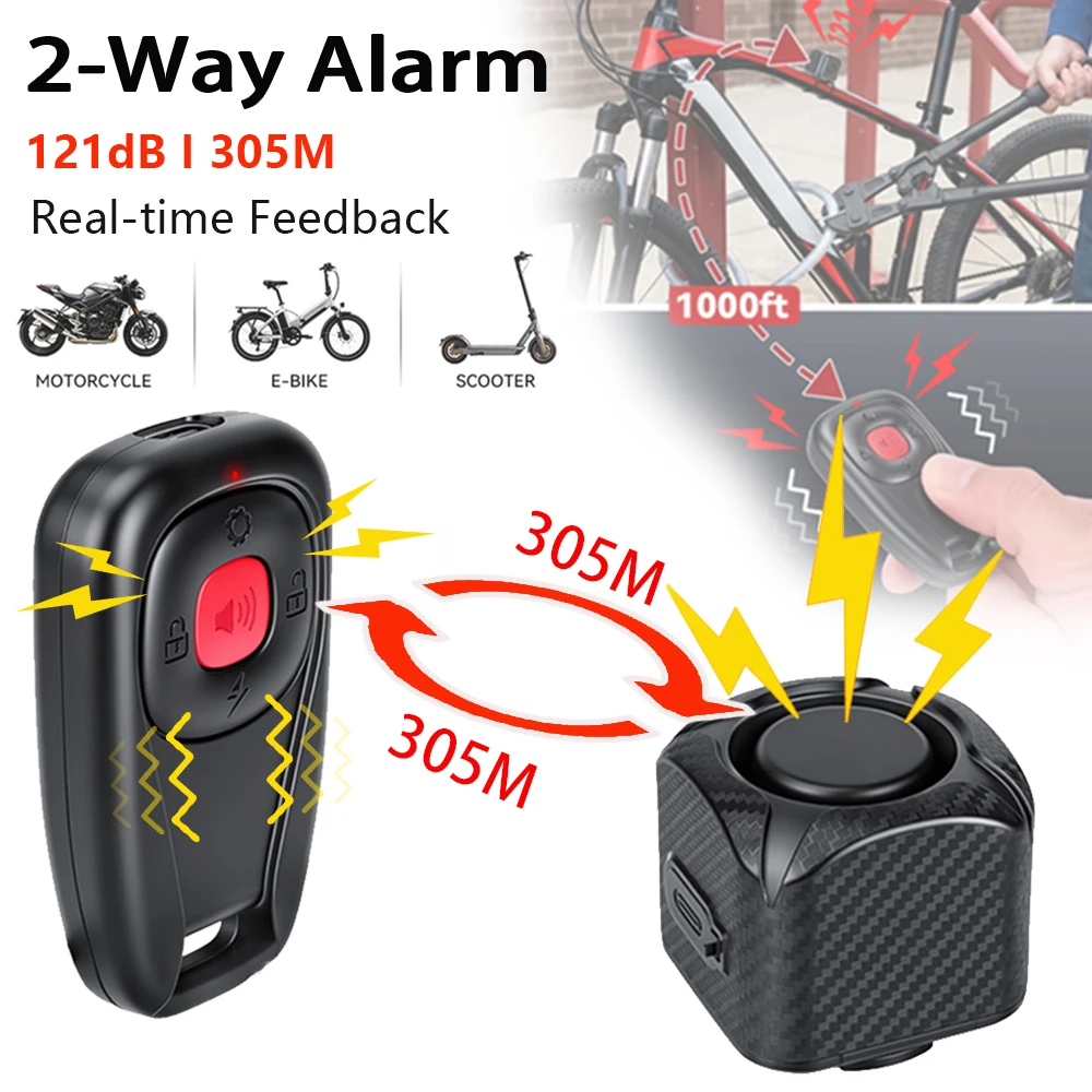 AliExpress Extractme Two Way Alarm Motorcycle Bicycle Vibration Alarm Security System 121dB Wireless Remote Control 305 Meters Waterproof