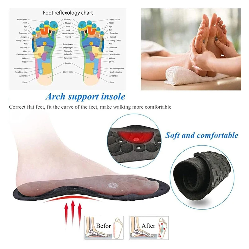 1 Pair Acupressure Foot Insoles For Men Women Orthopedic Gel Magnetic Shoe Inserts Magnet Technology Support Insole image 4