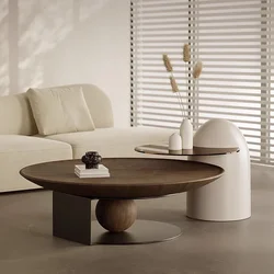 Mesa De Centro redonda De madera para sala De estar, muebles modernos y únicos De roble, color blanco, círculo italiano De lujo