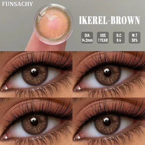 FUNSACHY 1 쌍 컬러 콘택트 렌즈 for Eyes 자연 갈색 소프트 콘택트 렌즈 여성 아이 메이크업 그레이 학생 블루 컬러 렌즈