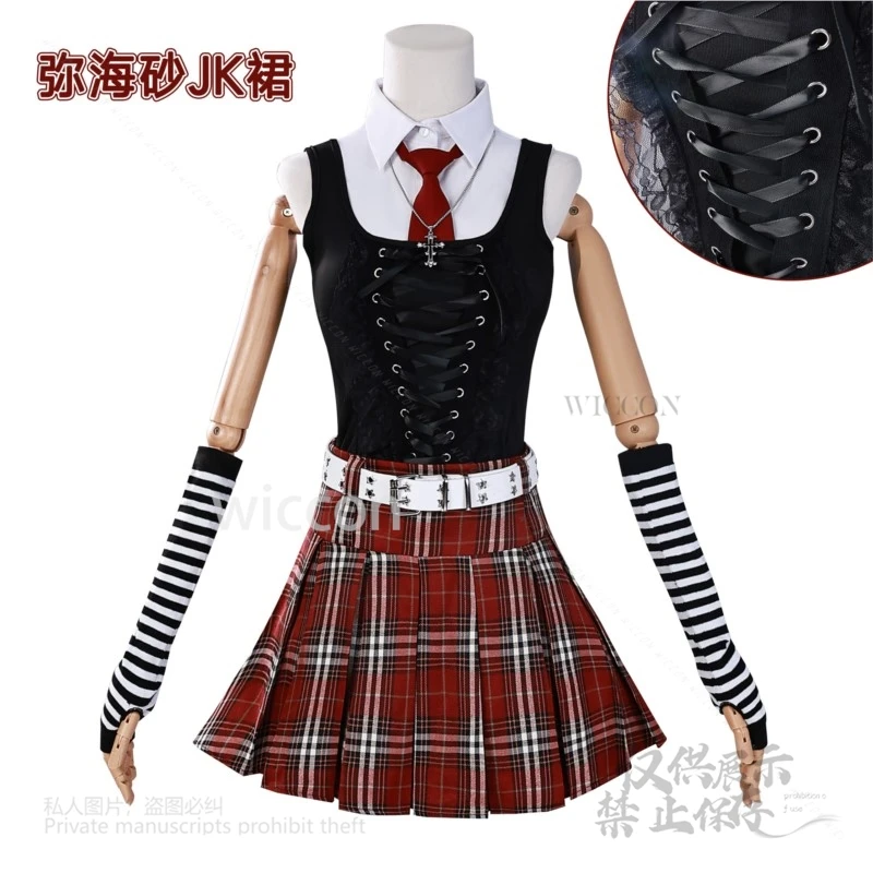 Disfraz de Anime Misa Amane Cos estilo japonés Y2K Jirai Kei JK vestido escolar de cuero collar conjunto completo pelucas mujeres Halloween