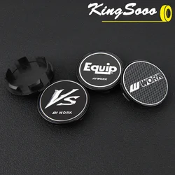 4PCS WORK Wheel Center Cap Clip 53mm OD / 48mm EQUIP MEISTER Racing Emblem Sticker Rim Caps Wheel Cover Hub Cap Black & Silver