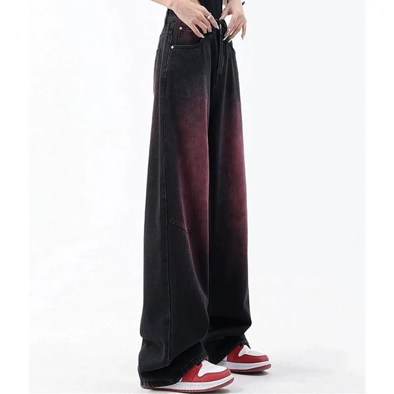 Amerikaanse Vrouwen Grote Maat 5XL Cowboy Broek 2025 Dame Hoge Taille Wijde Pijpen Jeans Herfst Winter Vrouwelijke Rechte Denim Pantalons