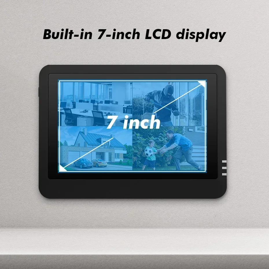 Wireless CCTV Security Camera System 5MP 8CH WiFi NVR with 7 Inch Display Screen Home Surveillance Kit Two Way Talk ICSee App