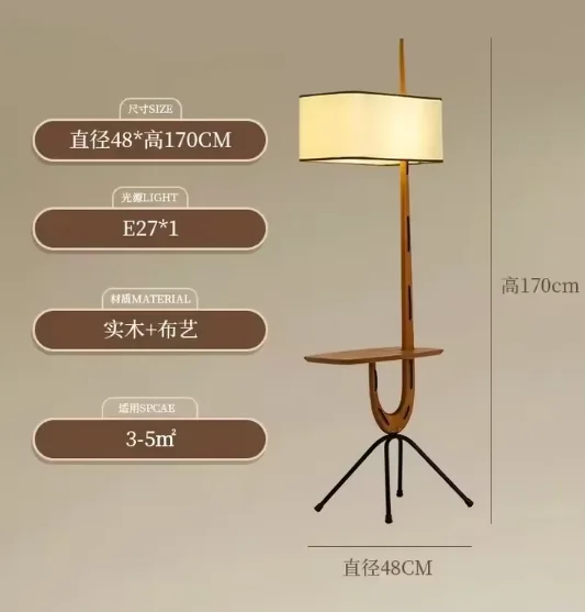 Giraffe vloerlamp met salontafel massief houten lamp Designer Led stof hoge lampen Woonkamer wabi sabi Leesstaande lamp