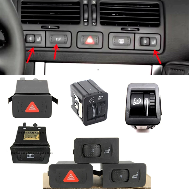 Interruptor de Control de estabilidad electrónico ESP ASR de tracción calentada del asiento del tablero delantero interruptor de descongelación antiguo 90% nuevo para VW Golf IV Bora MK4