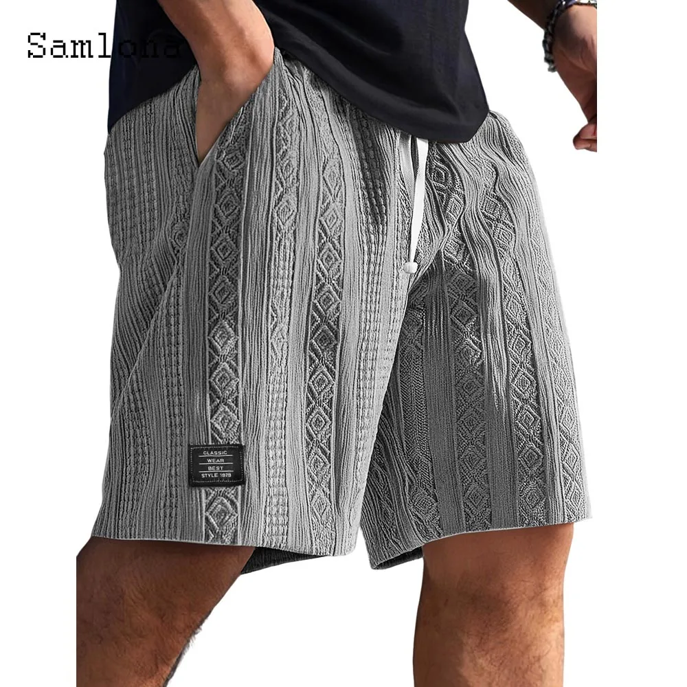 

Мужские винтажные шорты с карманами-стойкой больших размеров, 2025 г., повседневные пляжные полубрюки в европейском стиле, однотонные белые шорты цвета хаки на шнурке, новинка