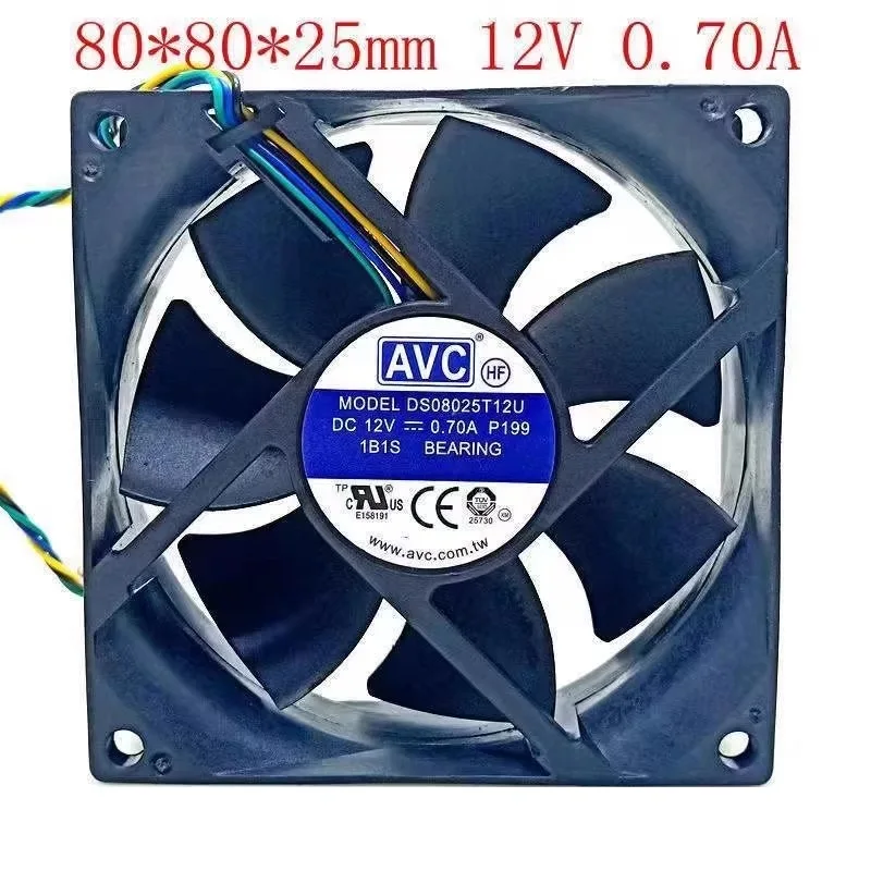 New Cooler Fan for AVC 8025 12V 0.70a DS08025T12U 8cm Fan 4 Pin PWM Temperature Control 80 * 80 * 25MM