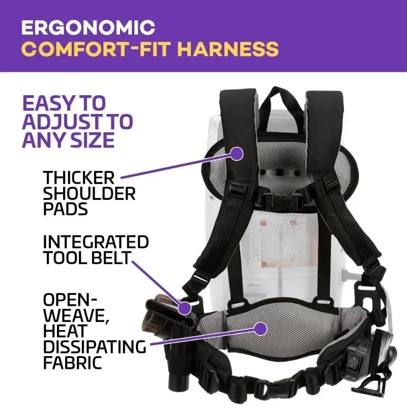 Commercial Backpack Vacuum with Power Nozzle Tool Kit Household Living Room and Bedroom Cleaning Tools