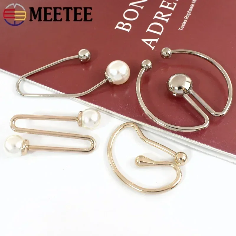 Meetee 2/5/10P U-shaped Rings Metal Hook Bar Shoes Screw Decorative Ring Buckle Double-headed Detachable Irregular Spiral Button