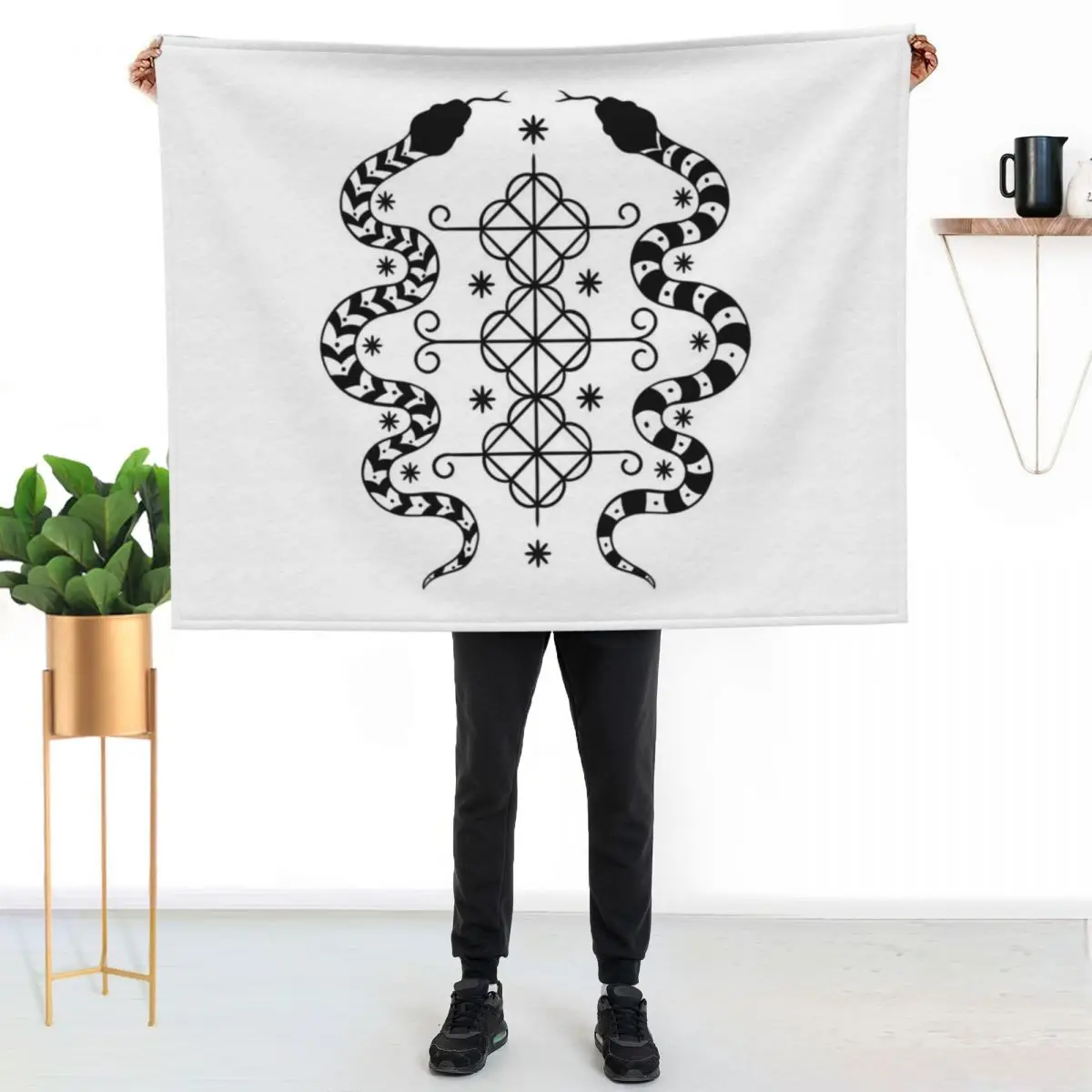 Damballah Wedo Veve loa symbol Throw Blanket Weighted Thins Beautifuls Hairys Blankets